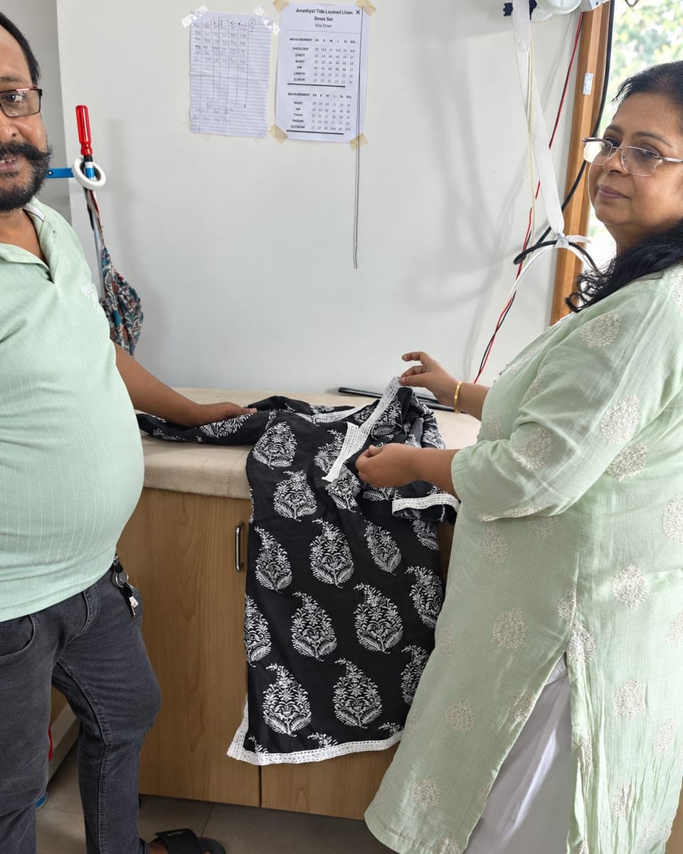 Sewing machine at work in the Label AshB studio