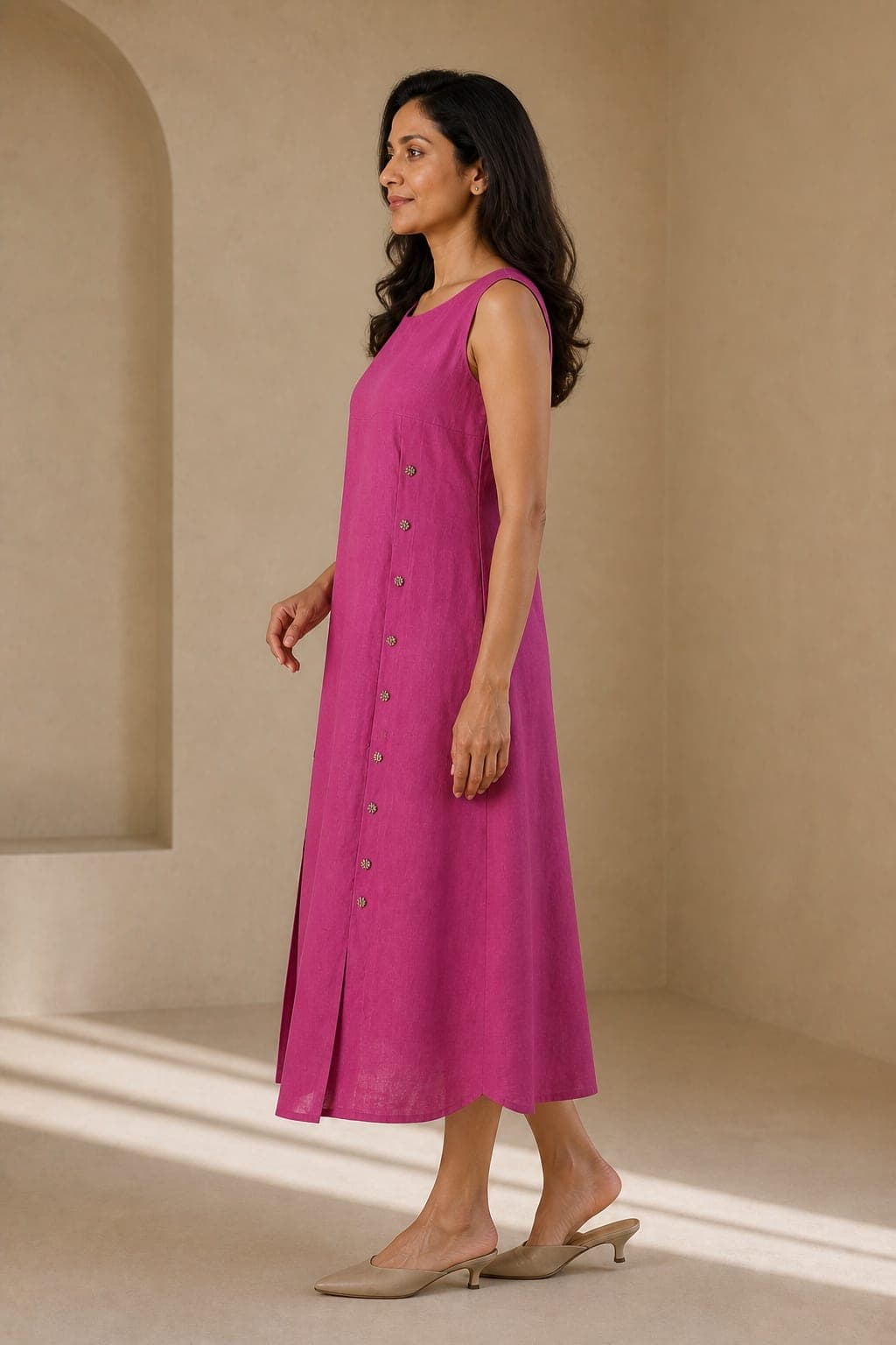 Crimson Tiles Hand Block Cotton Dress - view 3 of 5