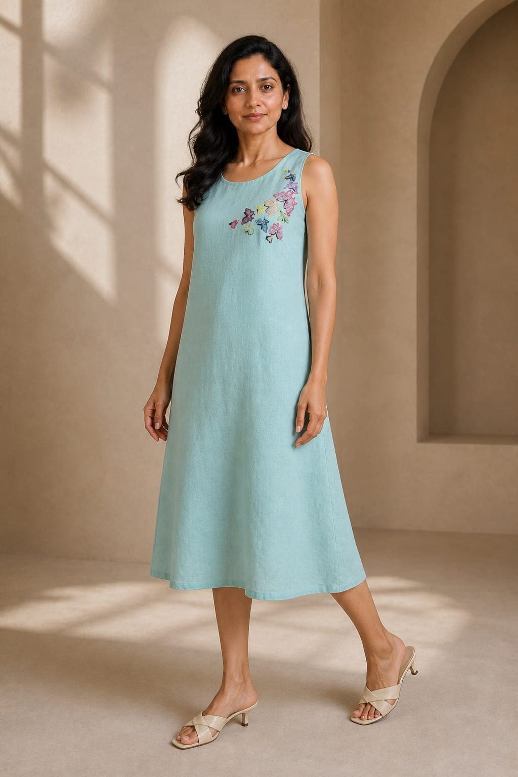 Coral Vine Linen Dress - view 2 of 5