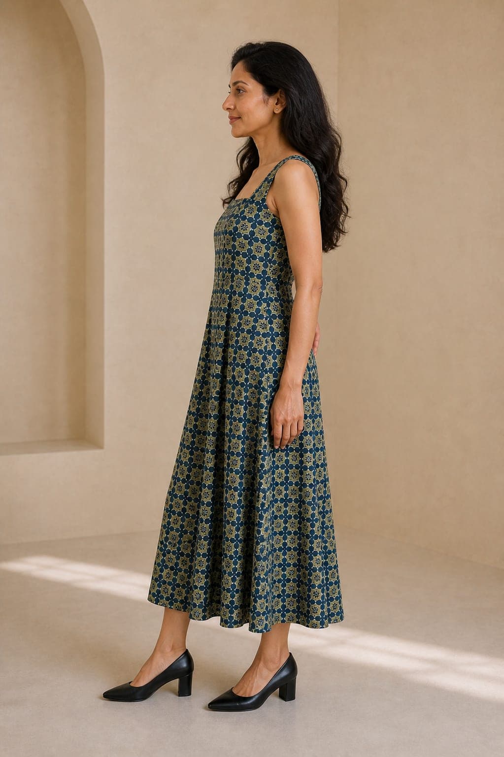 Dark Paisley Block Print Dress - view 3 of 5