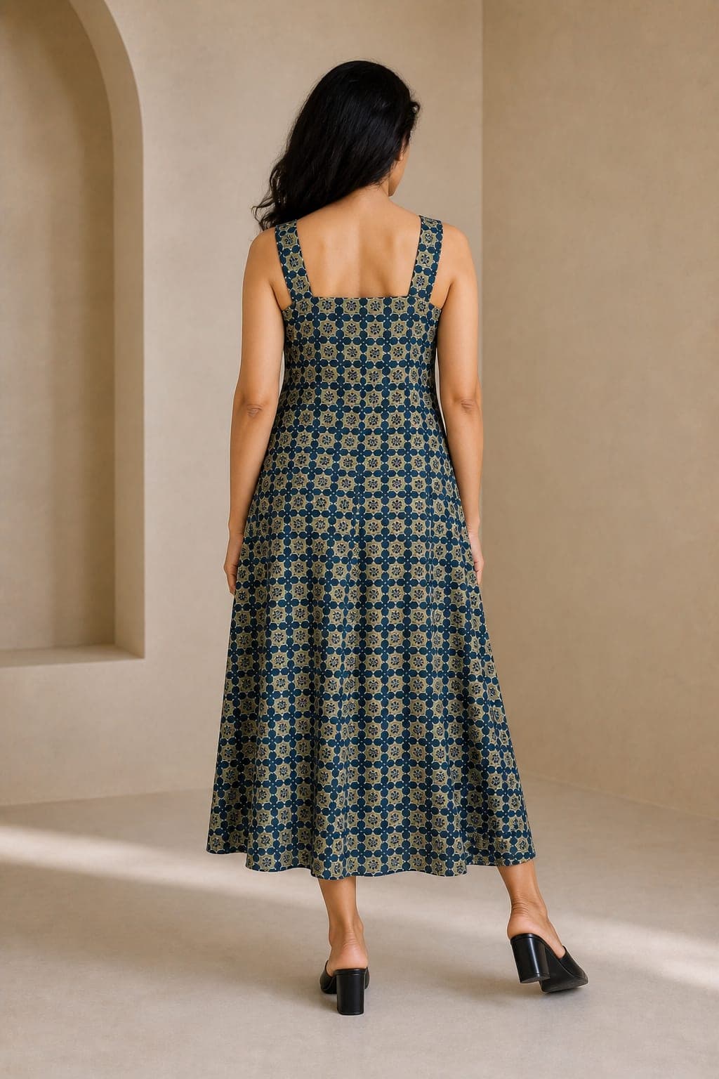Dark Paisley Block Print Dress - view 4 of 5