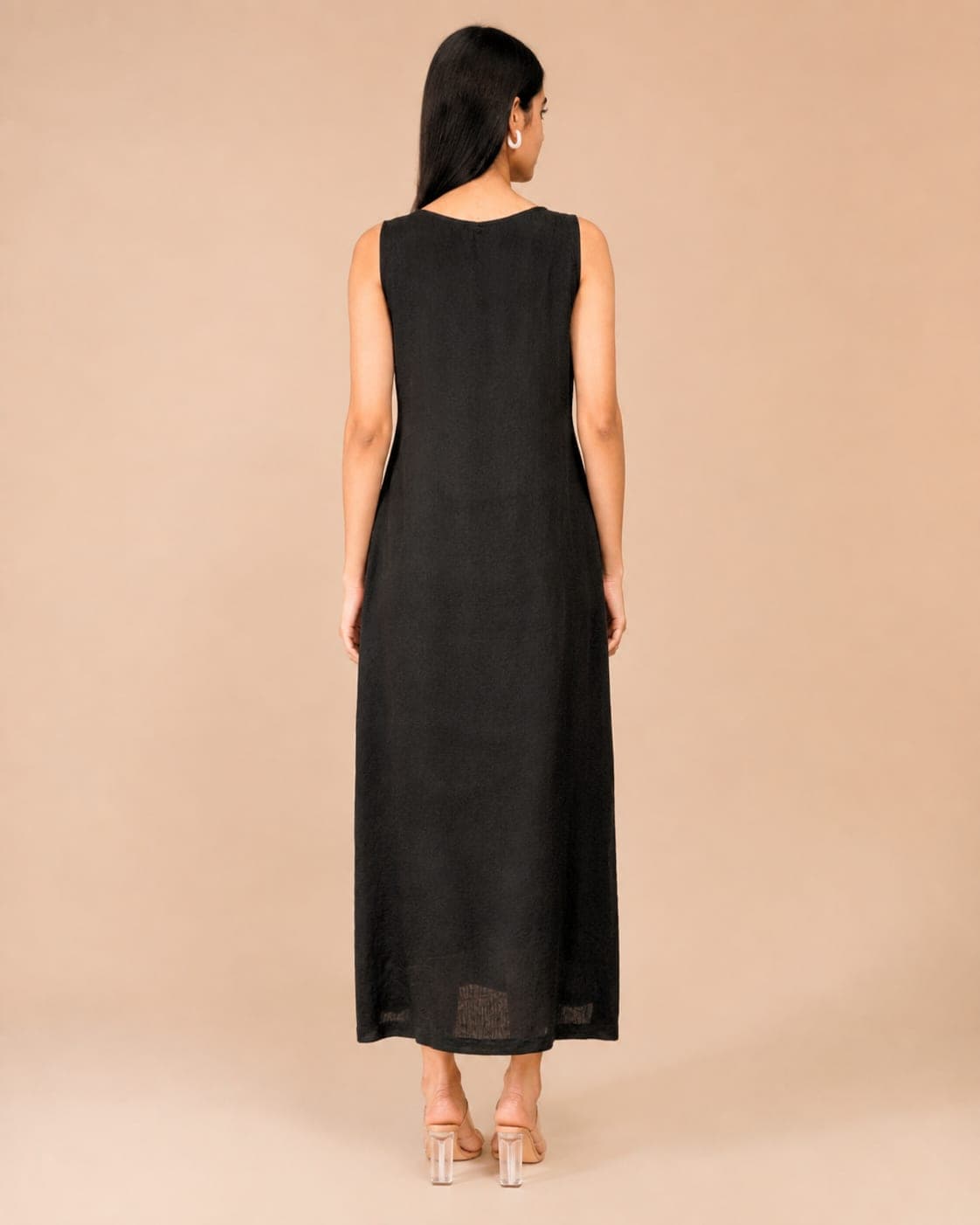 The Flutter Story, Papillon Noir Hand-Embroidered Linen Dress - view 4 of 5