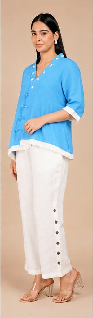 Azure Whisper Linen Top - view 2 of 5