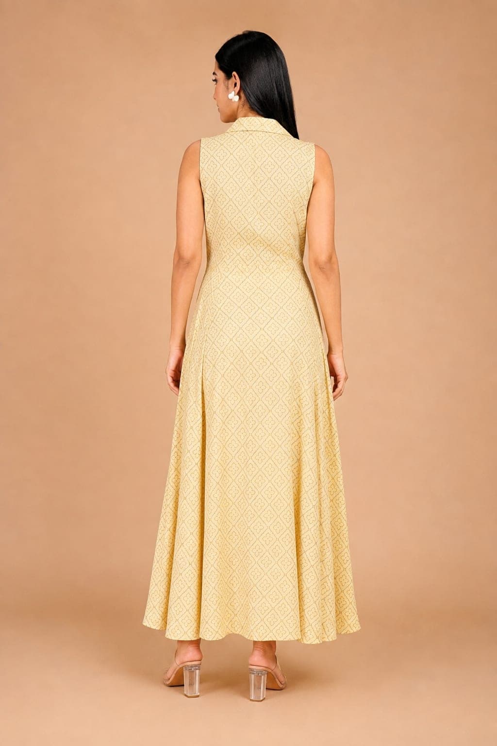 Golden Lattice Linen Wrap Dress - view 4 of 5