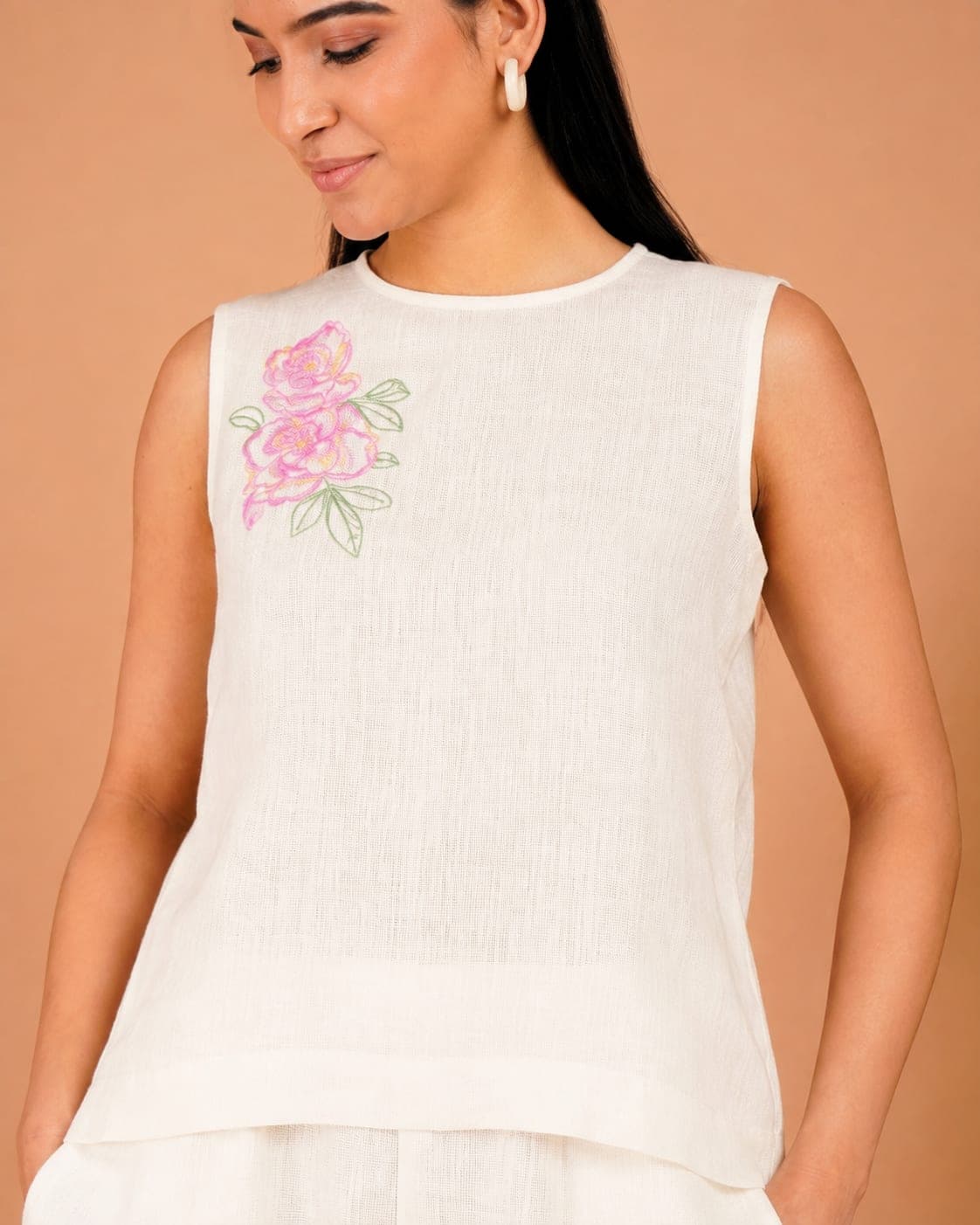 Ivory Bloom Hand-Embroidered Linen Co-Ord Set - view 5 of 5
