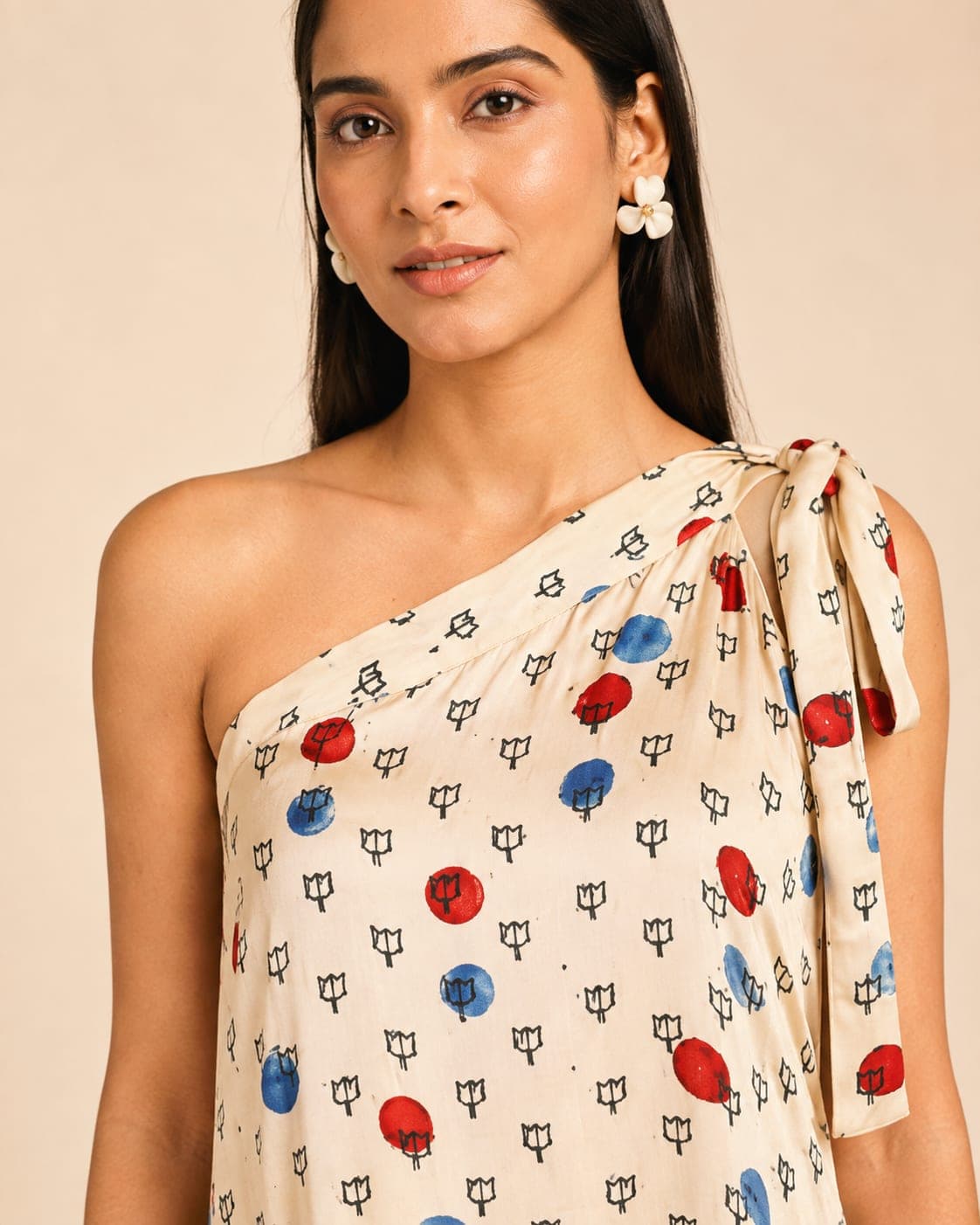 Ivory Drift One-Shoulder Modal Silk Dress - view 5 of 5