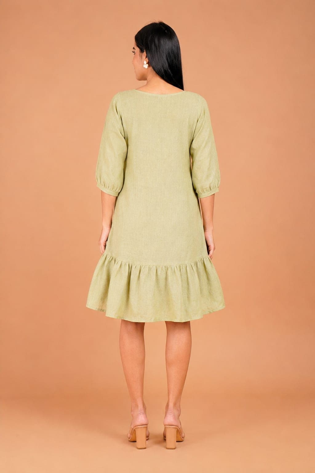Meadow Whisper Hand-Embroidered Linen Dress - view 4 of 5