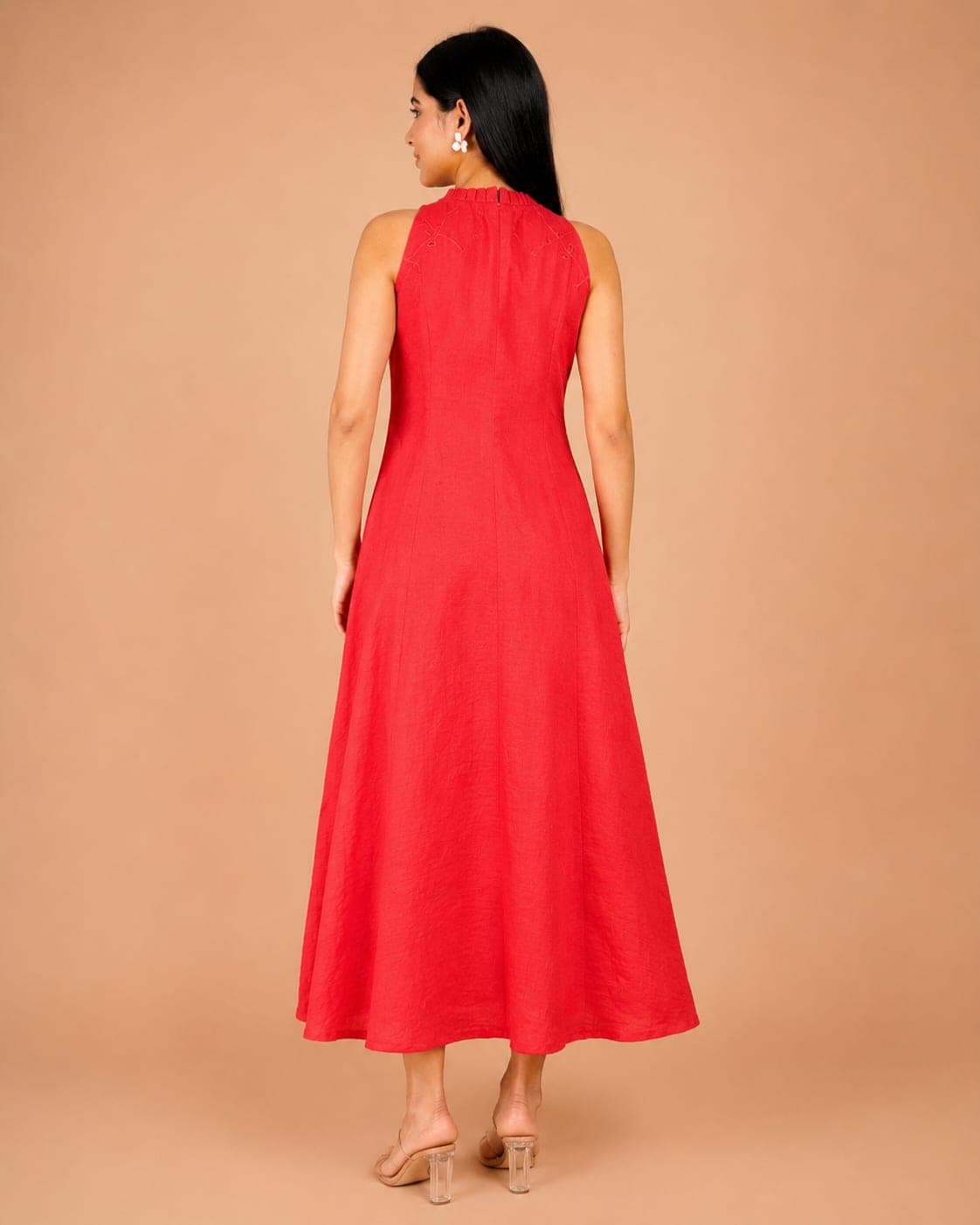Scarlet Ember Linen Halter Dress - view 4 of 5