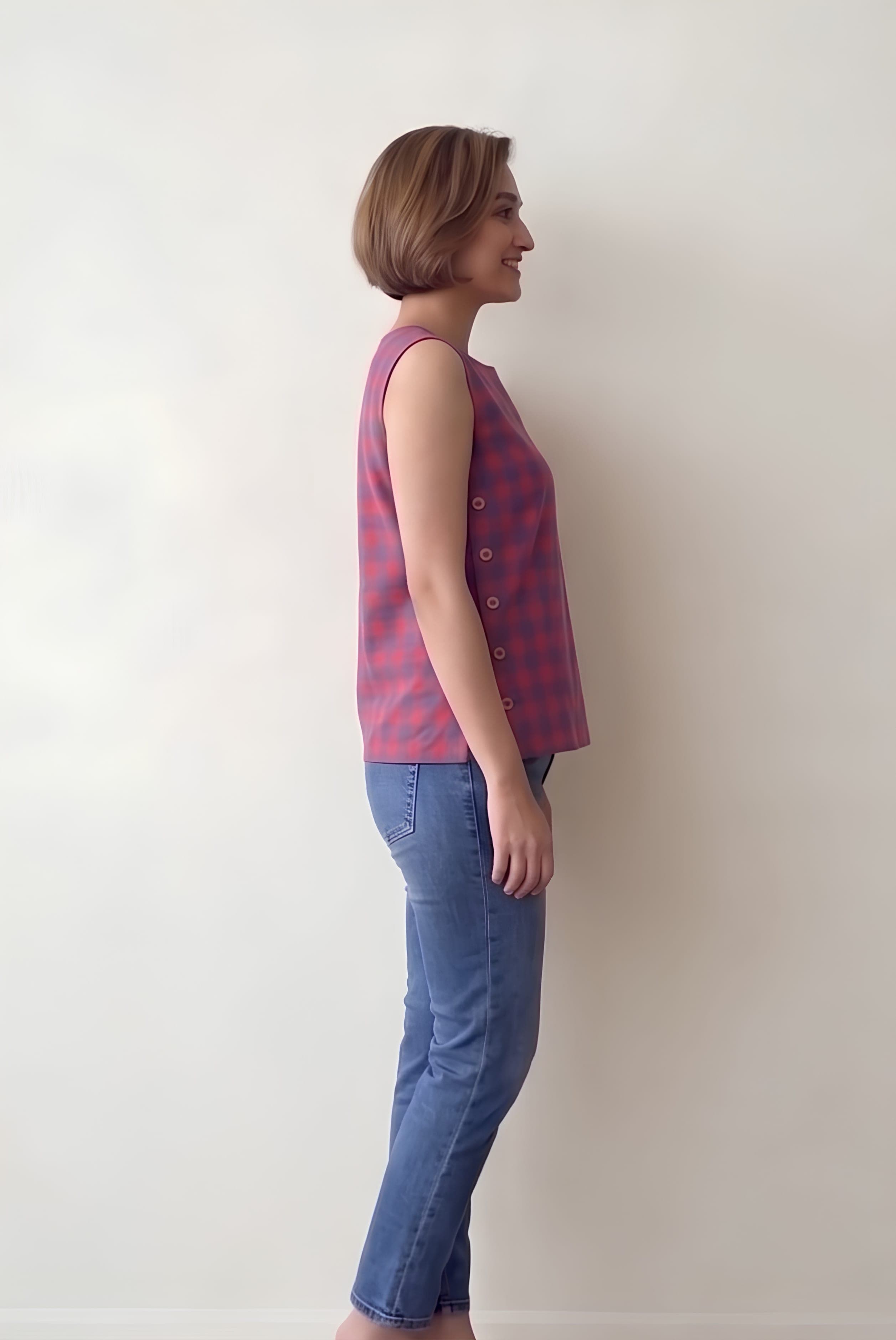 Crimson Grid Sleeveless Top - view 4 of 4