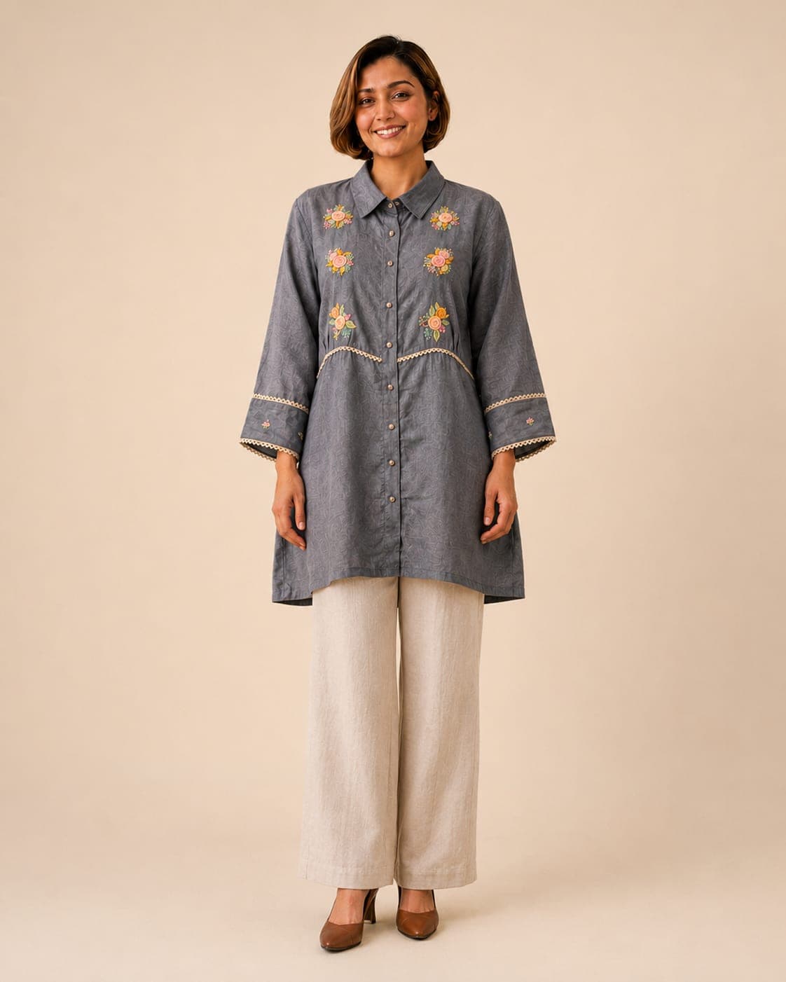 Slate Bloom Shirt Dress - view 1 of 5