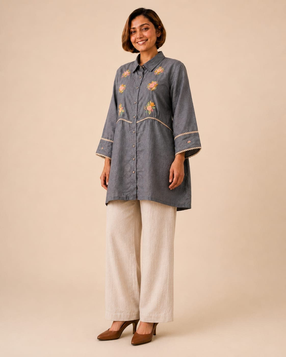 Slate Bloom Shirt Dress - view 2 of 5
