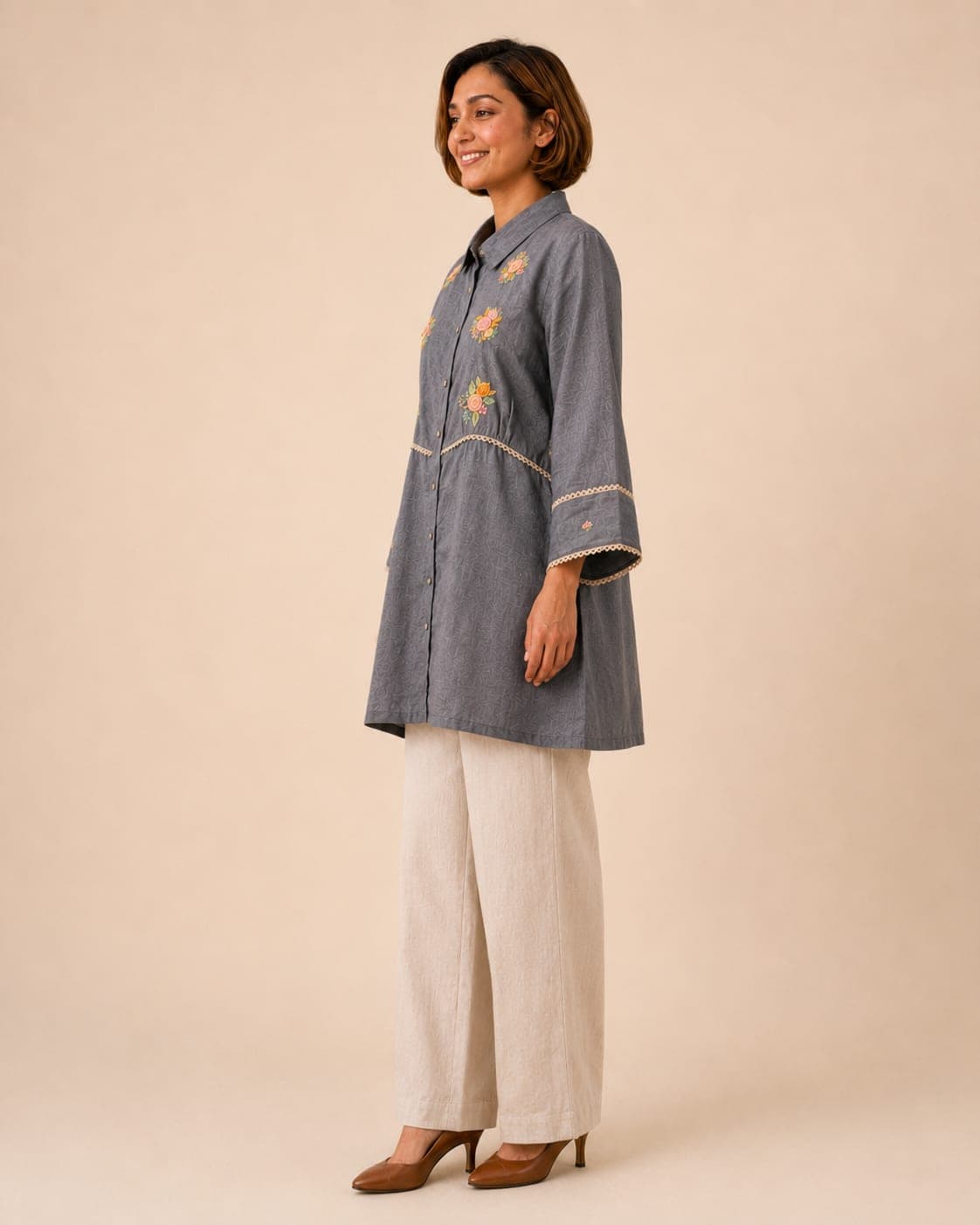 Slate Bloom Shirt Dress - view 3 of 5