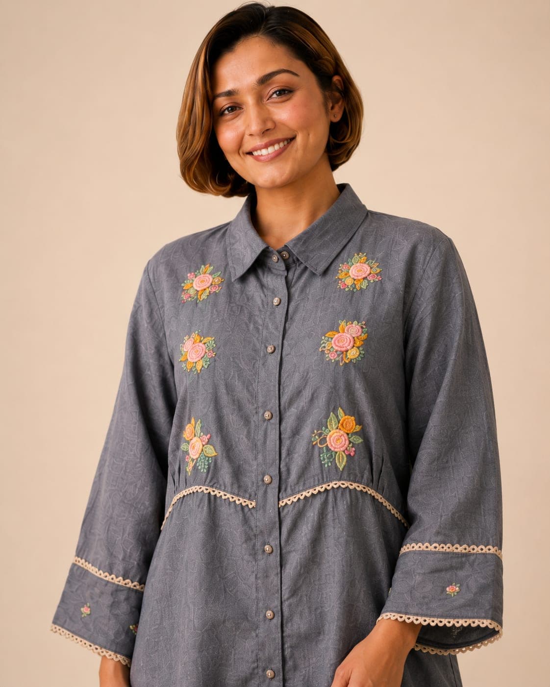 Slate Bloom Shirt Dress - view 5 of 5